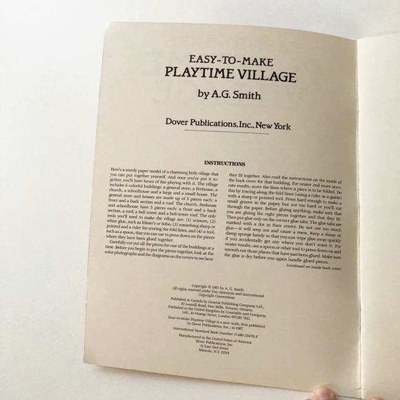 VTG 1987 AG Smith Easy to Make Playtime Village Paper Model Kit Book NEW - Picture 4 of 7